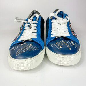 Zadig and Voltaire Tricolor Studded Leather and Suede Jungle Clous Sneakers Size